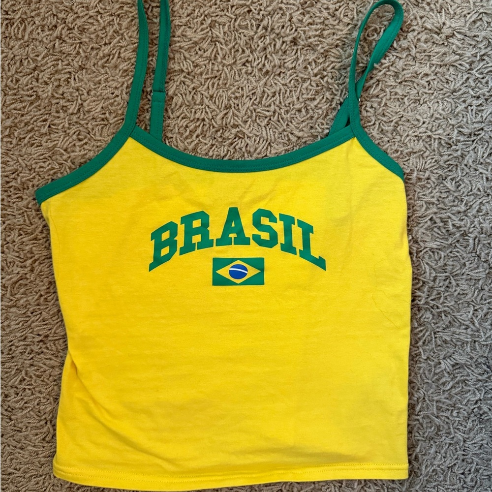Edikted Yellow and Green Brasil Tank Top